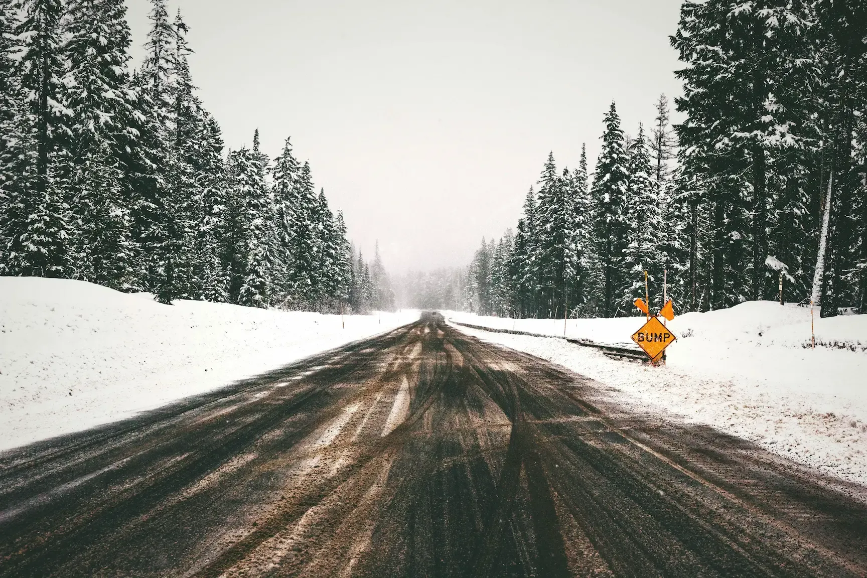 Winter road full of snow